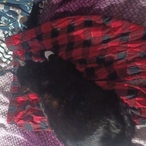 plaid black&red pajama pants with gold lining